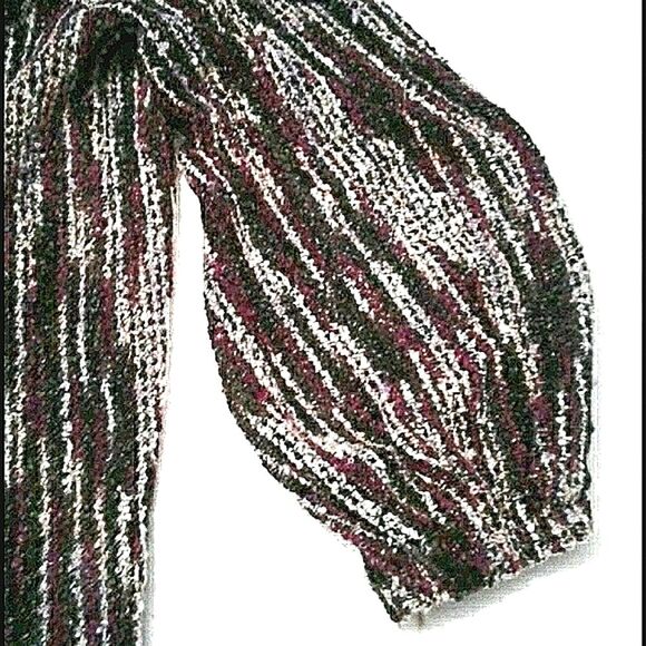 Vintage John Paul Richard Purple Cowl Neck Balloon Sleeves Textured Sweater - Picture 4 of 7